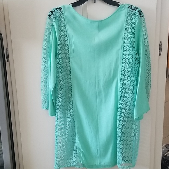 Turquoise Crochet Swim Cover up - Picture 3 of 7